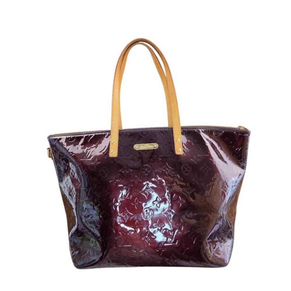Louis Vuitton Bellevue GM Tote Monogram Vernis Burgundy Red Brown Patent Leather